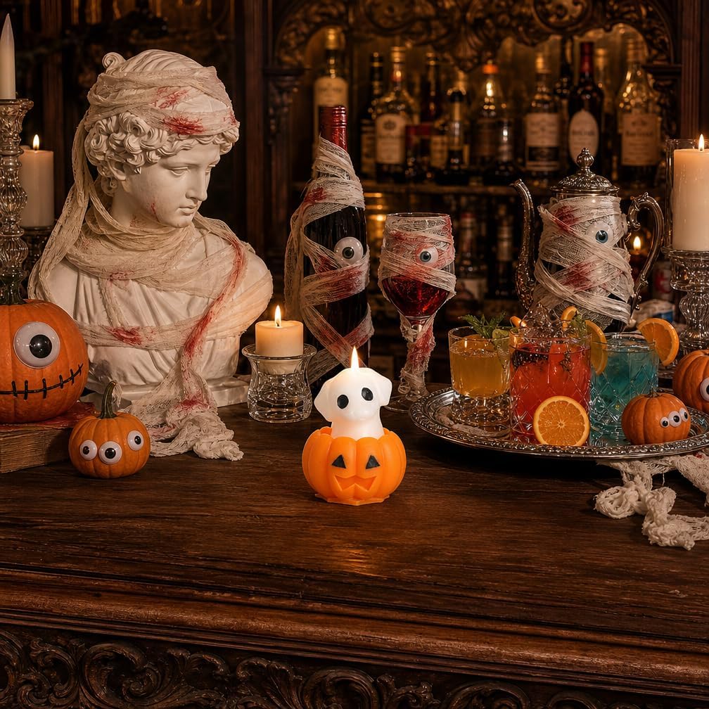 Halloween Dog Pumpkin Wax Candle Spooky Fall Decor