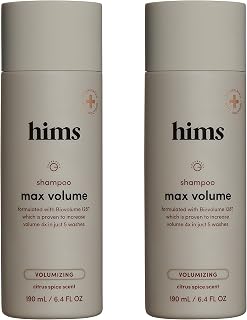 Hims Max Volume Shampoo 2 Pack - Volumizing Shampoo for Men - Citrus Spice - Men's Natural Shampoo Adds Volume, Shine & Bounce - 2 x 6.4 fl oz Bottles