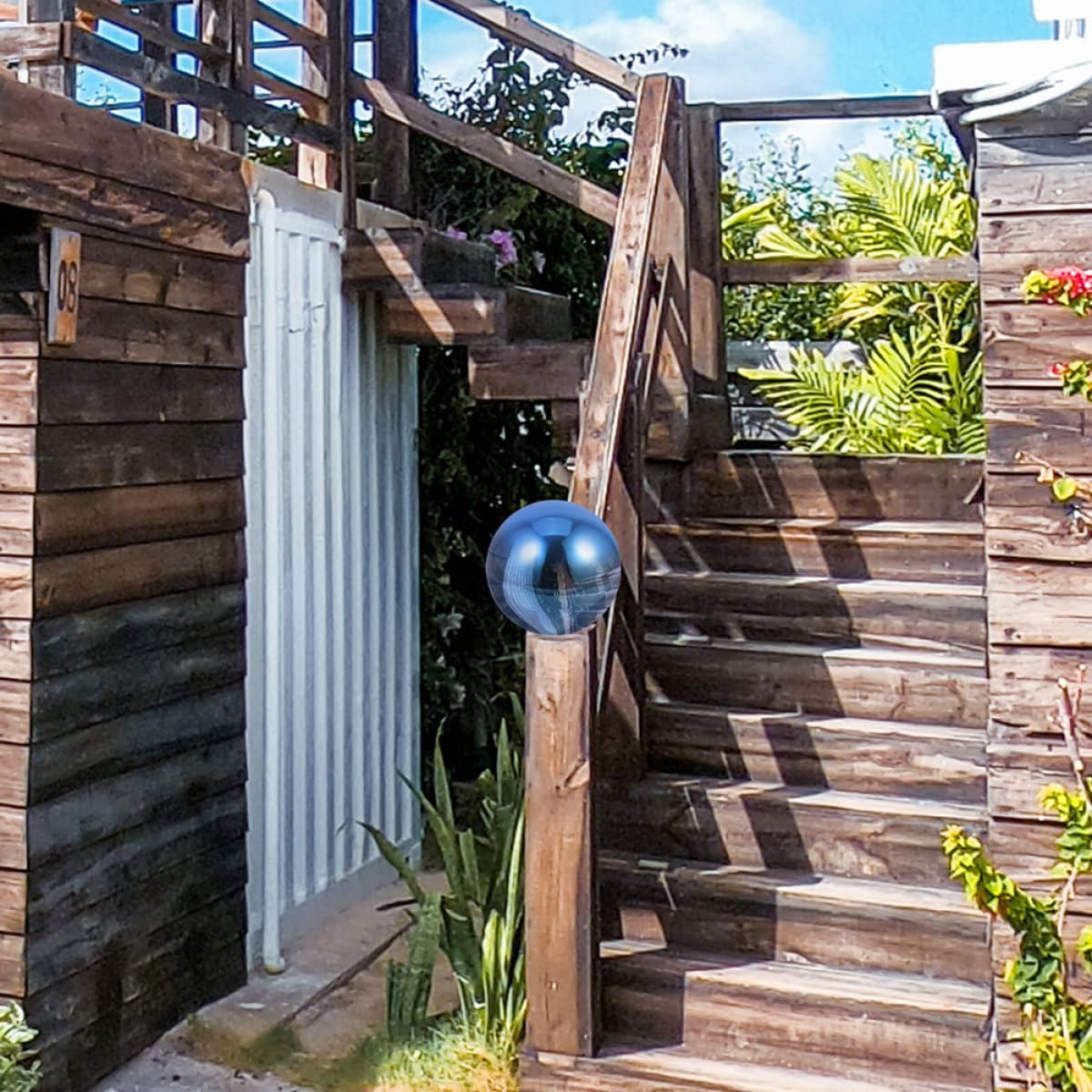 Toddmomy Palla Riflettente da Giardino in Acciaio Inox, Sfera Lucida Blu | Globo Specchiato Levigato, Decorazione per Giardino e Fotografia, Effetto Brillante