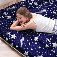 Vista 370 de Colchón futón japonés de piso gris constelación, de piso tatami, portátil, para acampar, para niños, sofá cama plegable enrollable con protector