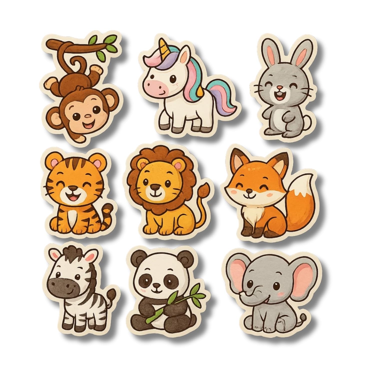 COMONOT Baby Animal Fridge Magnets Set of 9 – Wooden Cartoon Refrigerator Magnets with HD Print, Cute Decorative Kitchen Fridge Magnets for Home Decor