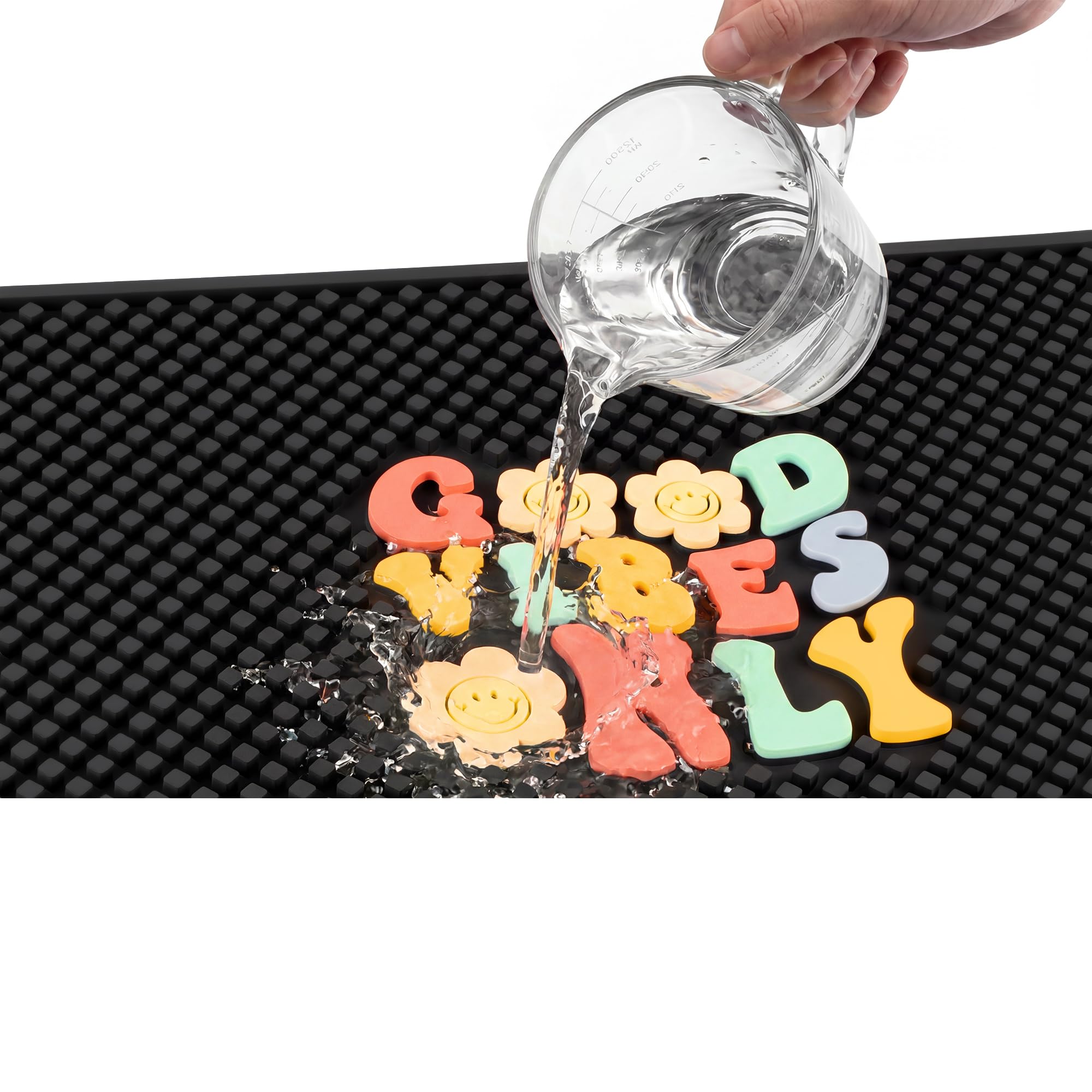 17"x13" Bar Mat Coffee Mat Utensil Mat Tool Mat for Countertop Anti Slip Cleaning and Drying (Good Vibes) — Amazon image 4