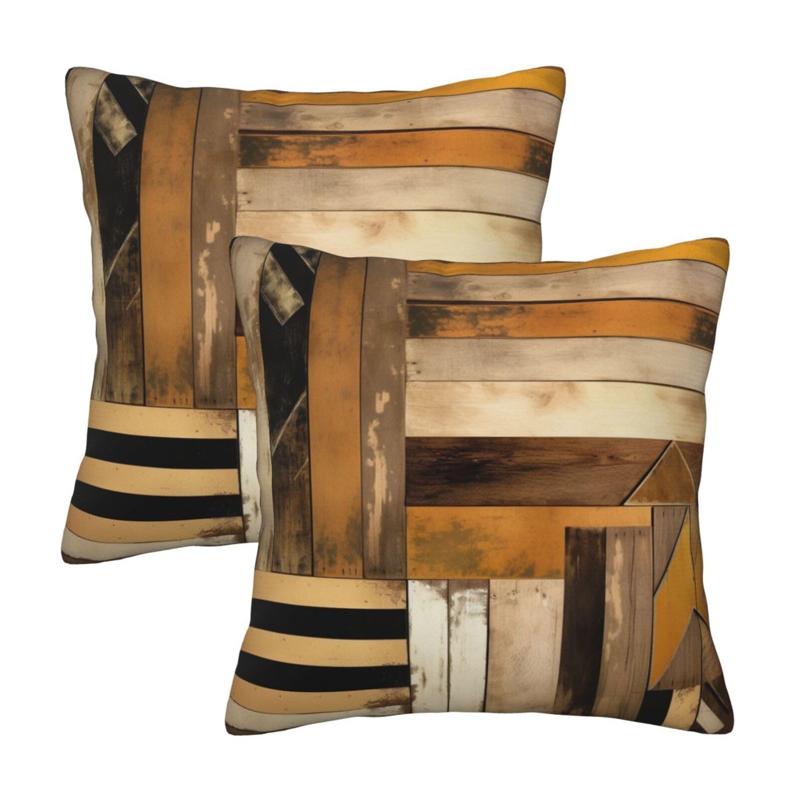Rustic Wooden Throw Pillow Cases 2 Pack Square Pillowcases Soft Pillow Protectors for Couch Livingroom Sofa Bed Office Car,50x50 CM