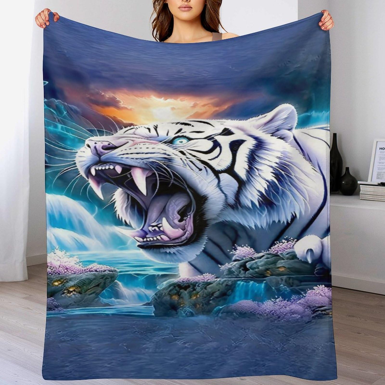 Couverture flannel tigre finis les frissons sur votre canapé
