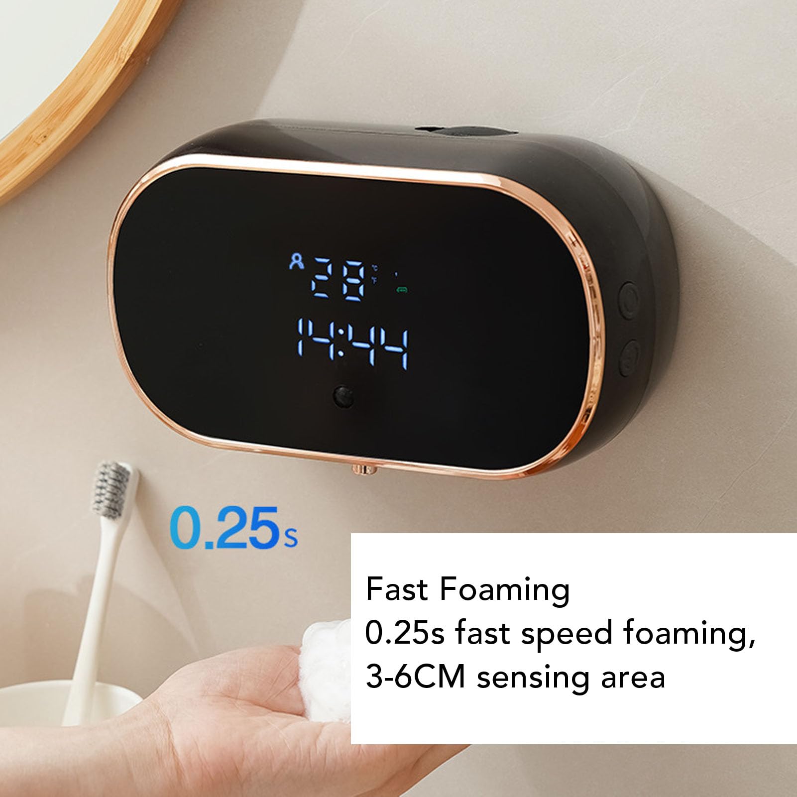 Pwshymi 1PCS 350ml Automatic Foam with 3 Gears Adjustment, IPX5 Water Proof for Bathroom Kitchen Restaurant Commercial,Touchless (Black)