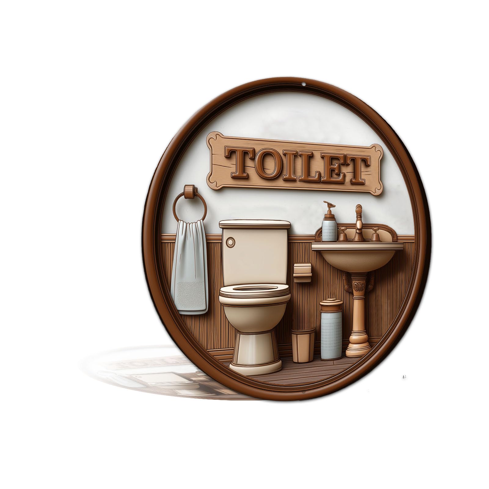 Vintage Toilet Scene Metal Fun Aluminum Sign Wall Decor for Restaurant Restroom, Cafe Washroom, Office Bathroom - 8x8 Inches Playful Restroom-Themed Wall Art (25245)
