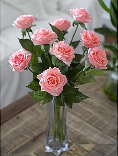 Miniatura 114 de FiveSeasonStuff 12 tallos de flores artificiales, rosas de seda de tacto real para decoración de bodas, ramos de novia, centros de mesa, fiestas y 9