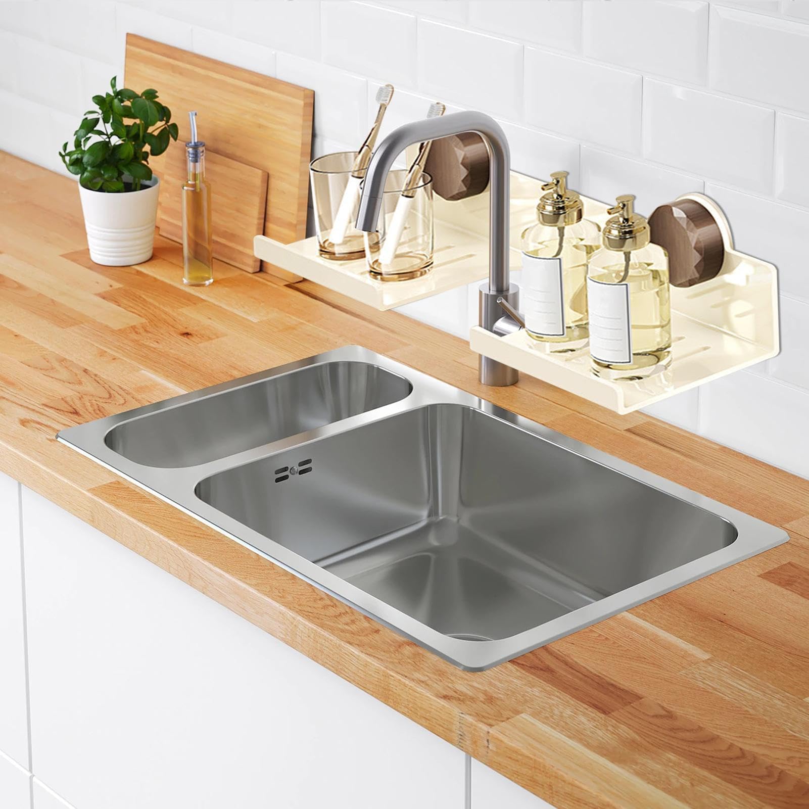 Soporte de acero al carbono para grifo de pared que ahorra espacio, para cocina y baño, esencial para espacios pequeños y diseño elegante