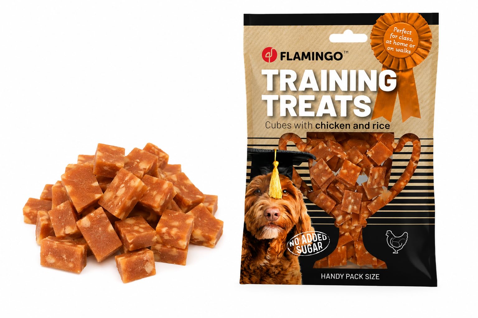Flamingo Snack per L'ADDESTRAMENTO CUBETTI Pollo & Riso 60G