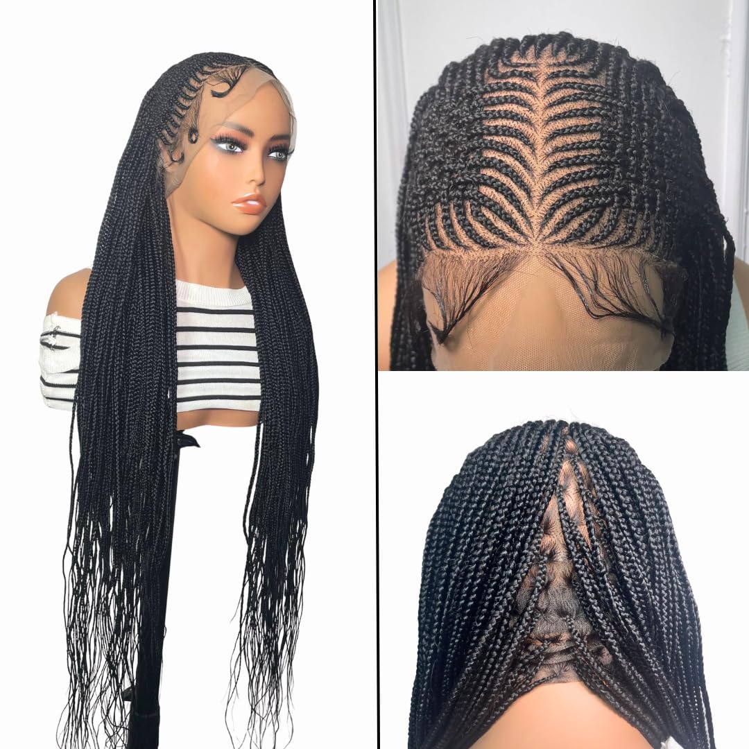 Half Fulani Braided Wig (Fulani Basket Weave Black)