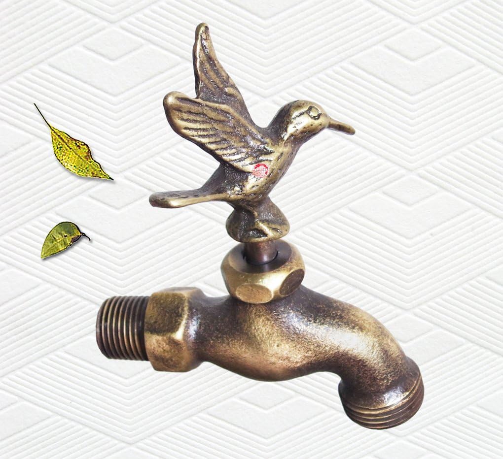 Taiwan Decorative Solid Brass Hummingbird Garden Outdoor Faucet 4" inches L - with a Brass Connecter : Patio, Lawn & Garden