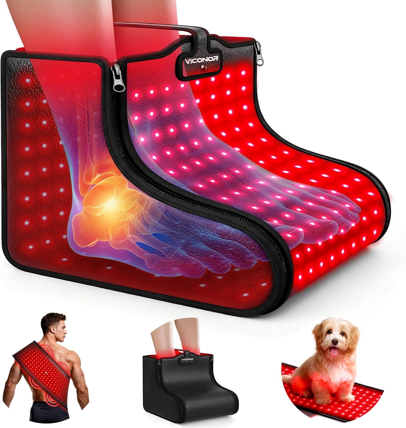 Red Light Therapy for Feet, Infrared Light Therapy for Feet Neuropathy with 200 LEDs 3-in-1 Chip 660nm Red Light-Therapy & 850nm Infrared Light Device for Body Full Coverage Detachable by Zips