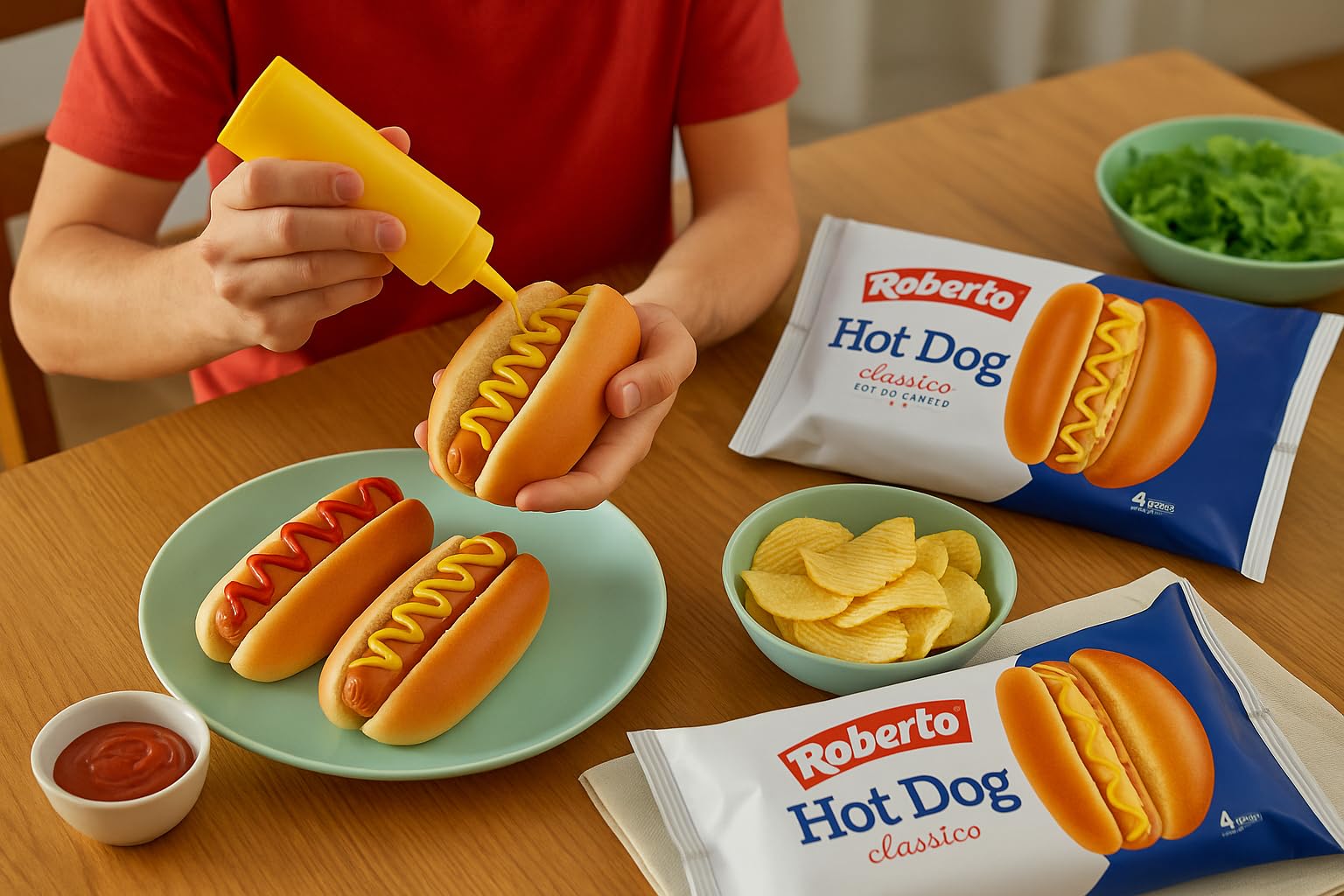Hot Dog Classico Pane Morbido per Hot Dog, 4 Panini per Confezione, Ideale per Grigliate e Ricette Americane, Scorta da 8 Confezioni"