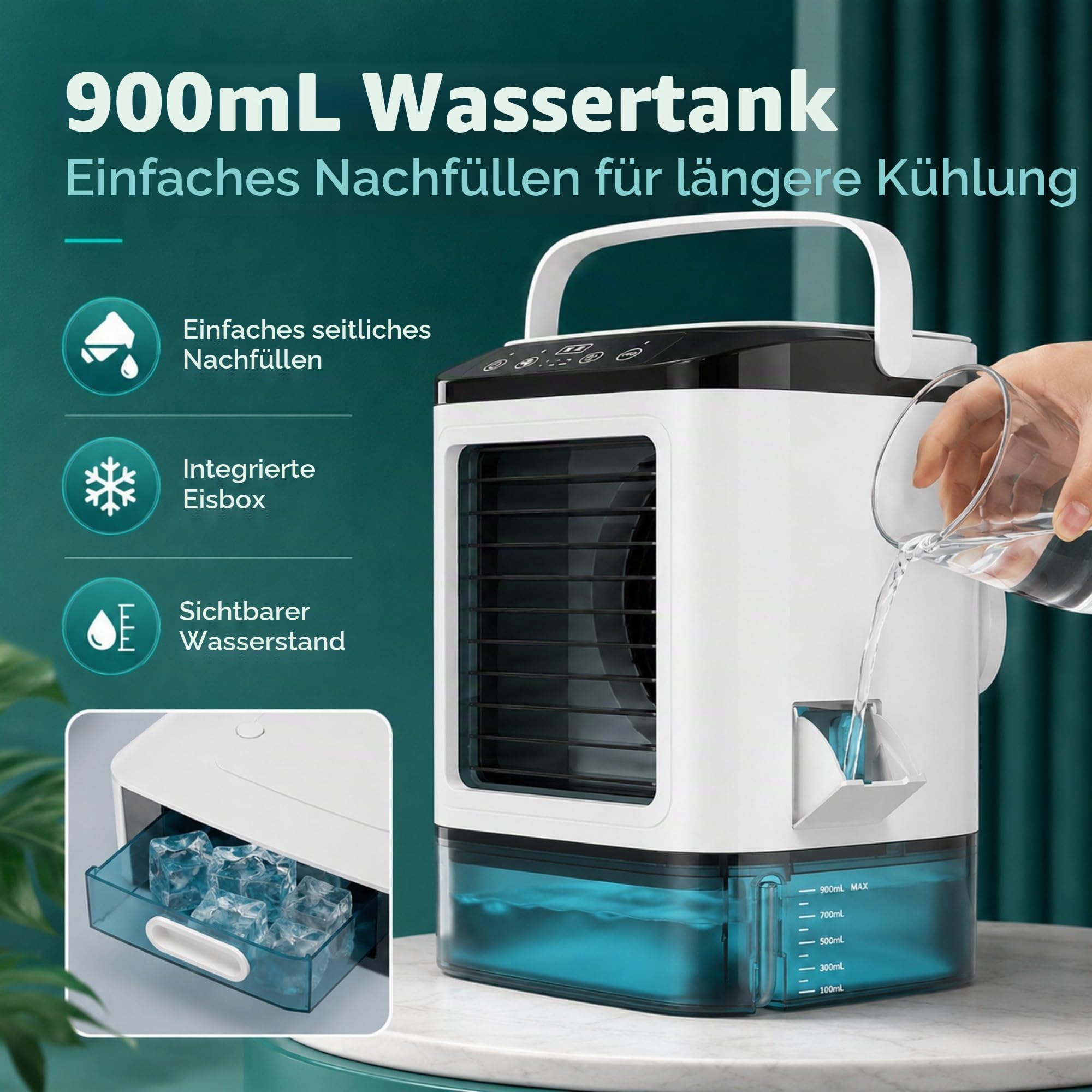 Mini Klimaanlage USB Desktop Ventilator mit 900ml Tank