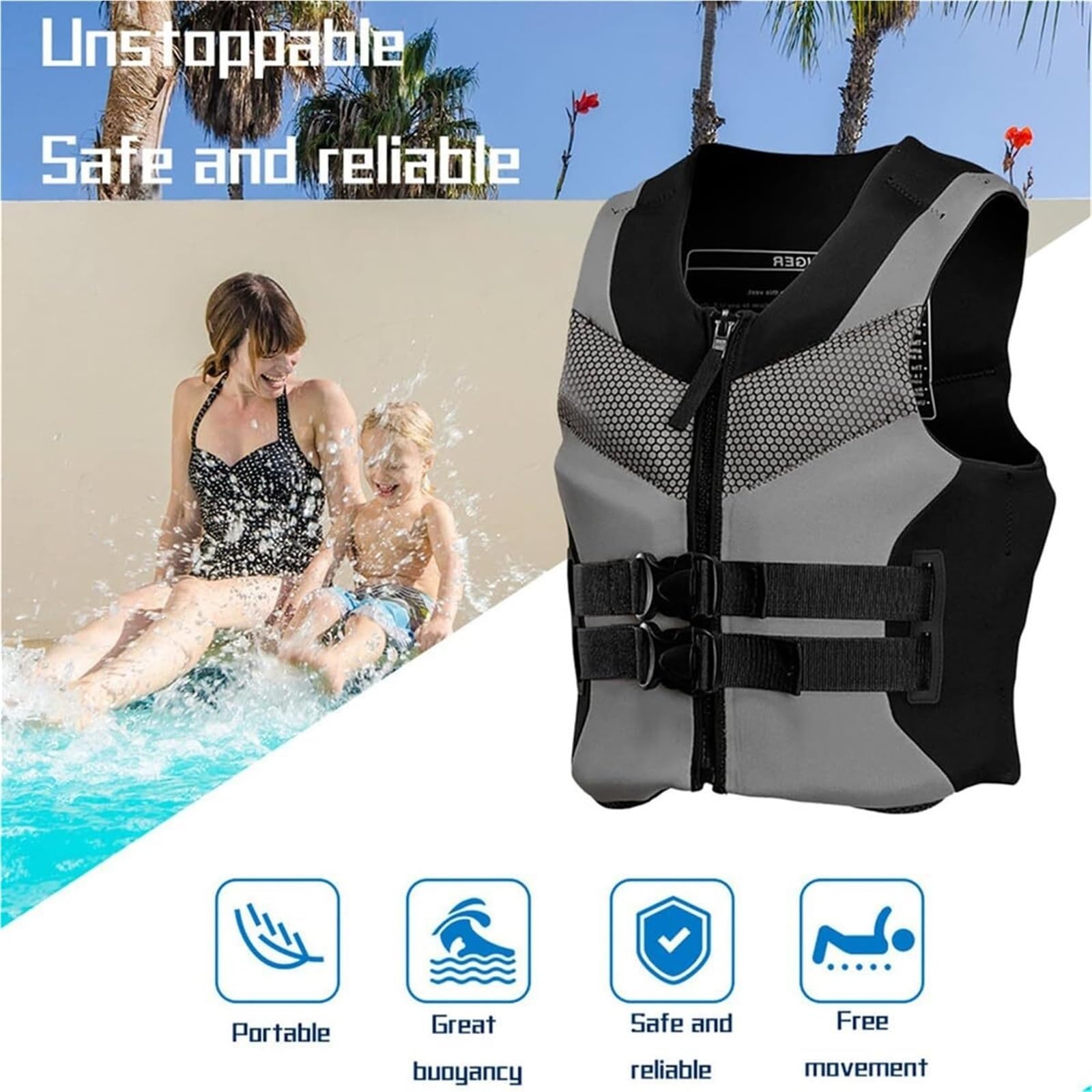 Giacca da Surf in Neoprene PFD for Kayak da Nuoto for Pesci | Giacca da Surf in Neoprene con Vestibilità Regolabile for Kayak, Pesca, Nuoto