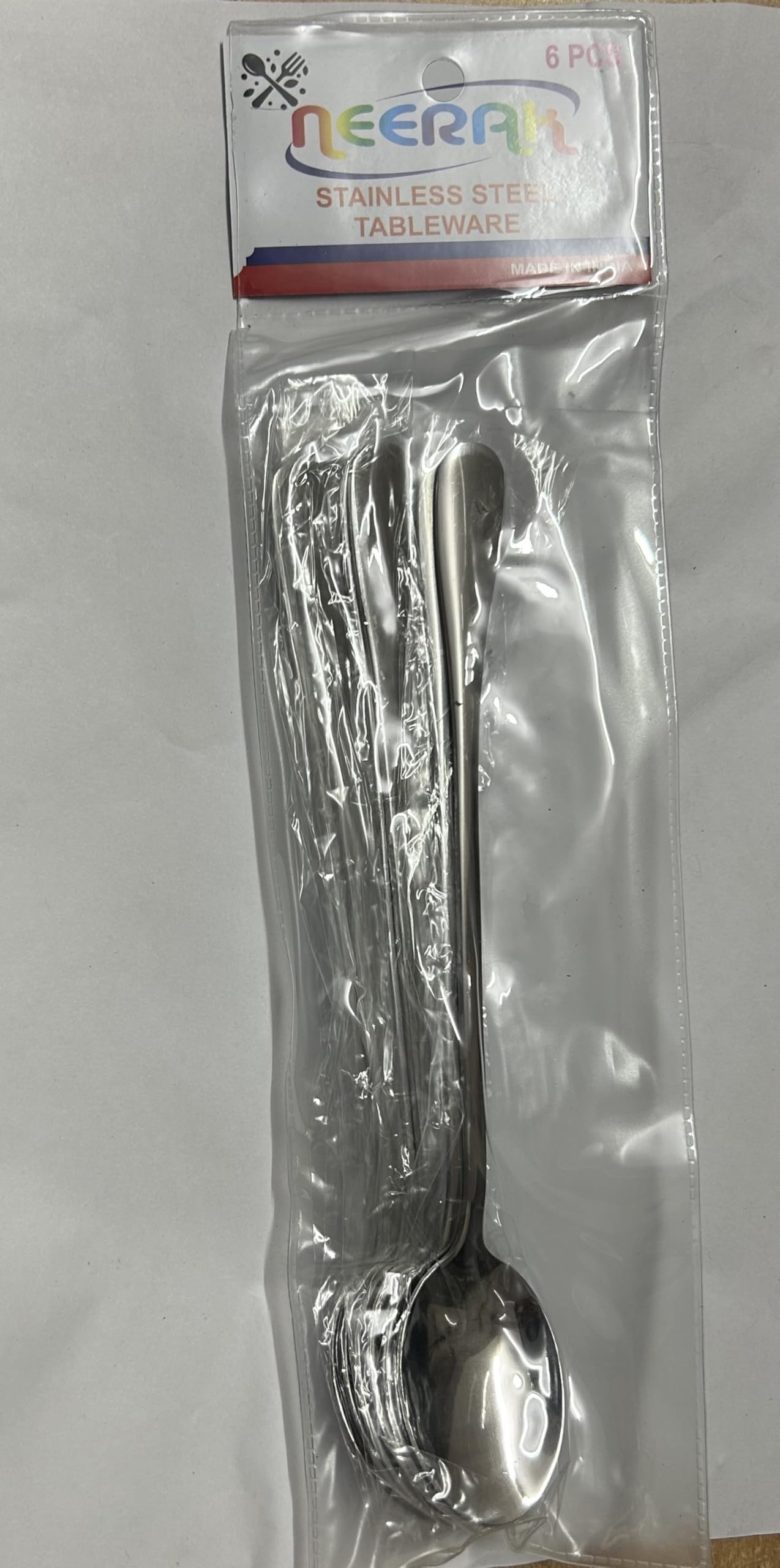 NEERAK Soda Spoon, Mixing Stirring Spoon, Ice Tea Coffee Long Ice Cream for Tall Glasses, Bournvita Spoon, Cocktail Bar Long Colored Handle Spoon(Pack of 6), 20Cm RED (Silver) 3