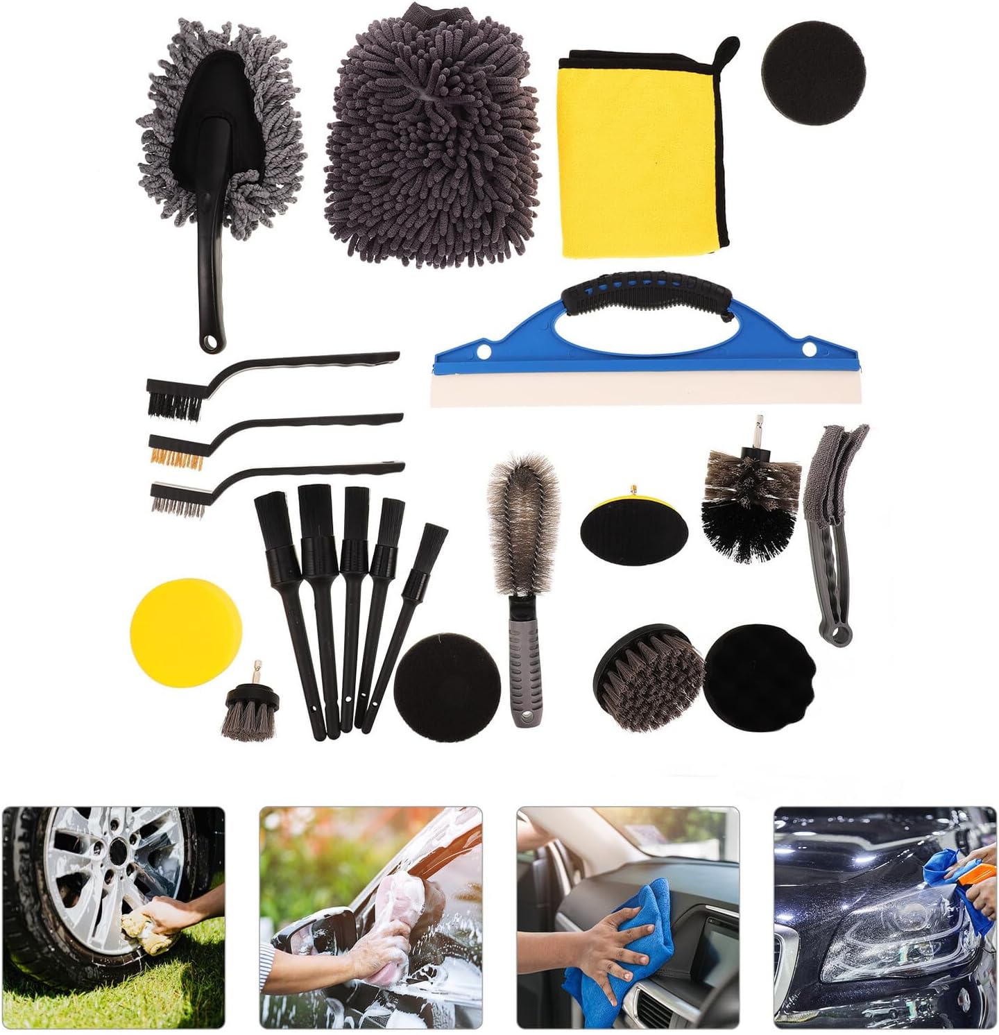 23 Pcs Car Wheel Rim Cleaner Brush Set with Interior Duster and Tire Detailing Brushes for Automotive Cleaning Kit, Multi-Function Car Care Tools for Wheels and Interior