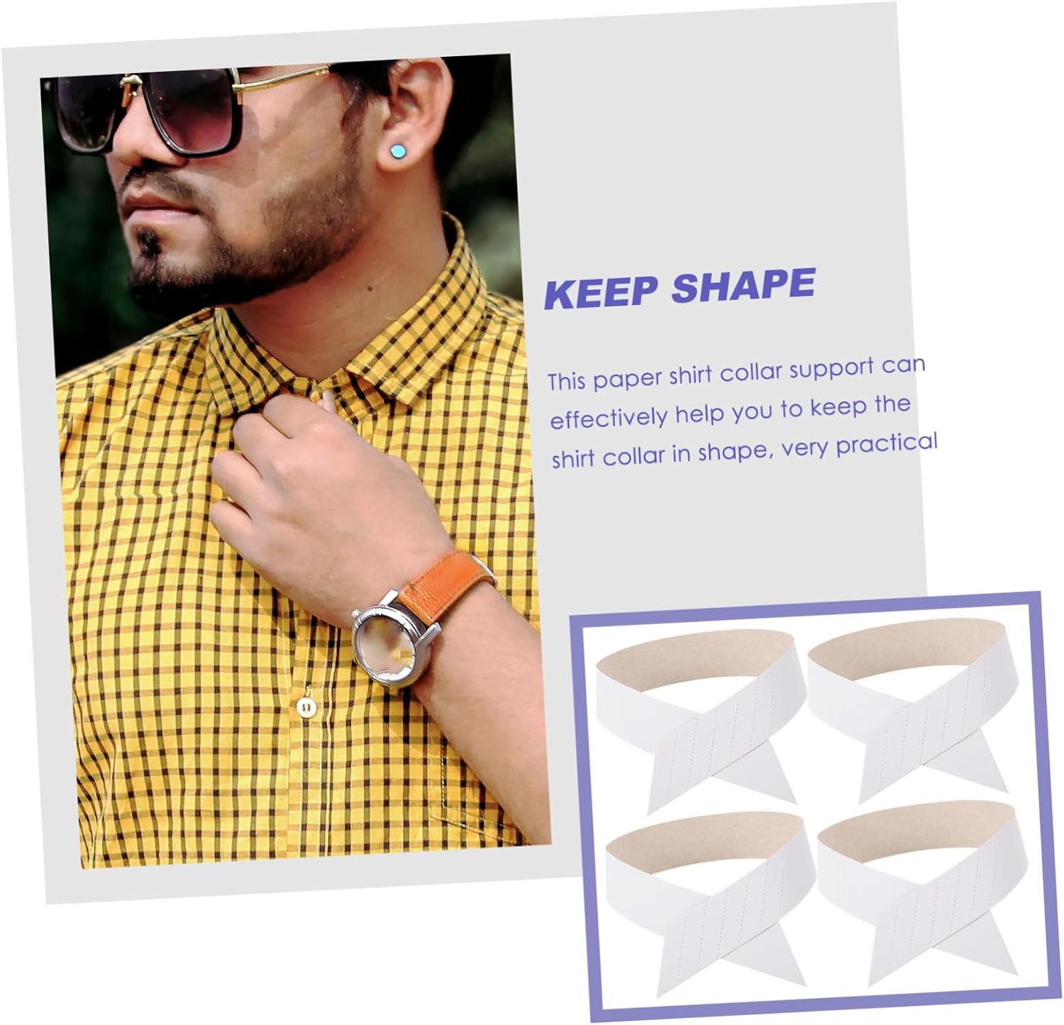 OUNONA 100Pcs Paper Shirt Collar Stays Flexible Collar Support for Men Dress Shirts Smooth Surface Lightweight Easy to Use and Store Travel Friendly Collar Shaper