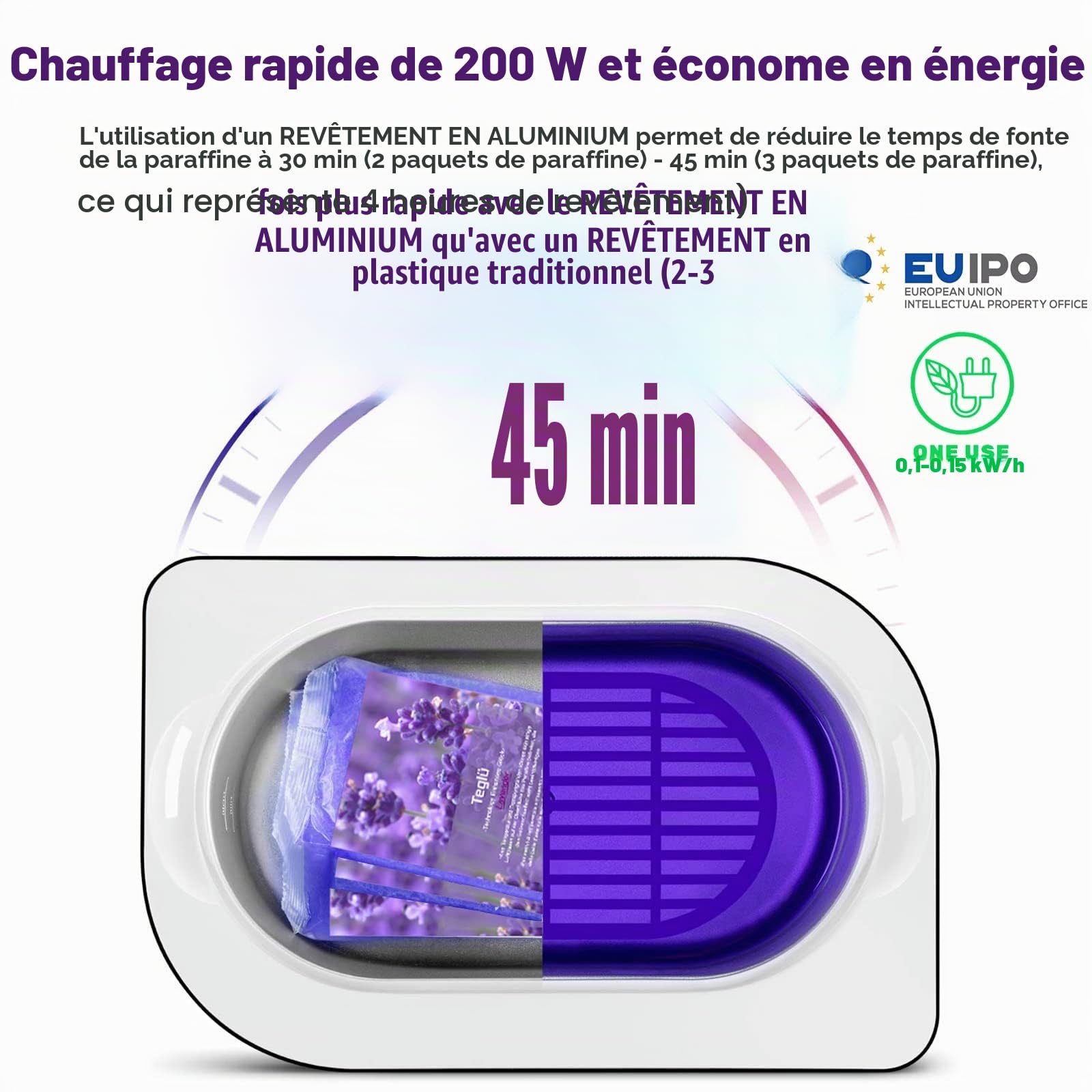 Bain de Paraffine pour Mains et Pieds 4L, Appareil à Cire 200W, Noir