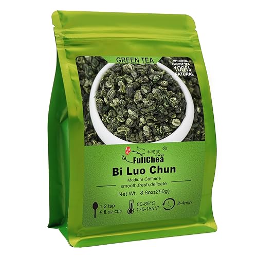 FullChea - BiLuoChun Tea - Té verde Bi Luo Chun - Té verde chino hoja suelta - Aromático de frijoles tostados - Té calmante (8.8 oz  250 g)