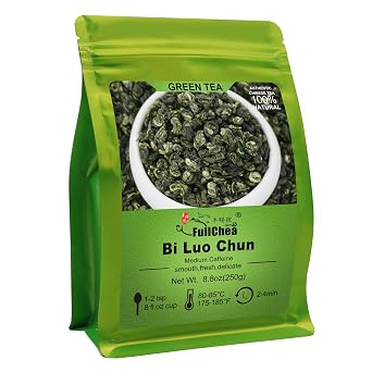 FullChea - BiLuoChun Tea - Bi Luo Chun Green Tea - Chinese Green Tea Loose Leaf - Toasty Bean Aromatic - Calming Tea 8.8oz / 250g
