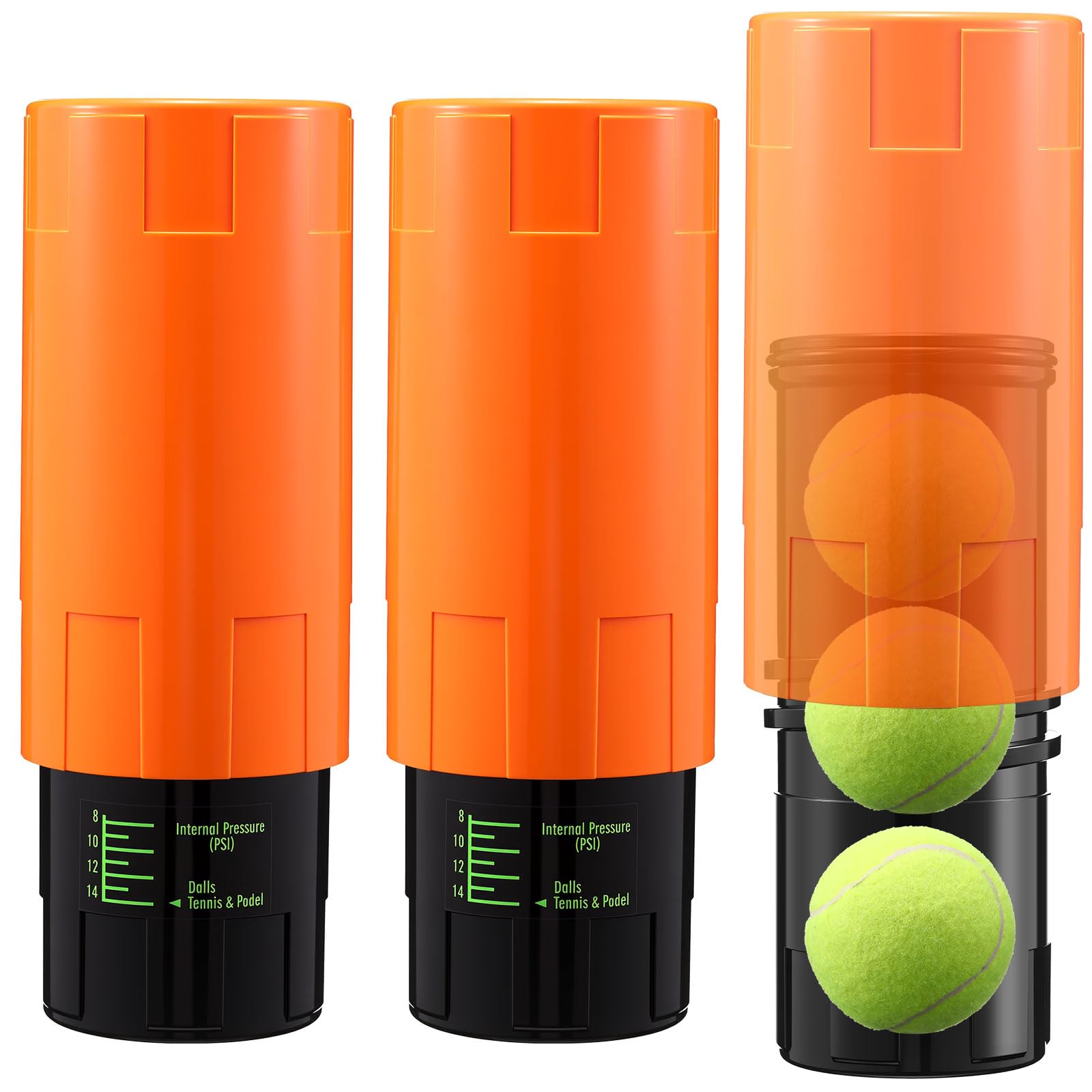 Soulchen Pressurizzatore per palline da tennis – Contenitore per palline da tennis contiene 3 palline sotto 14 Psi di pressione, materiale riutilizzabile per ritenzione del rimbalzo, leggero e