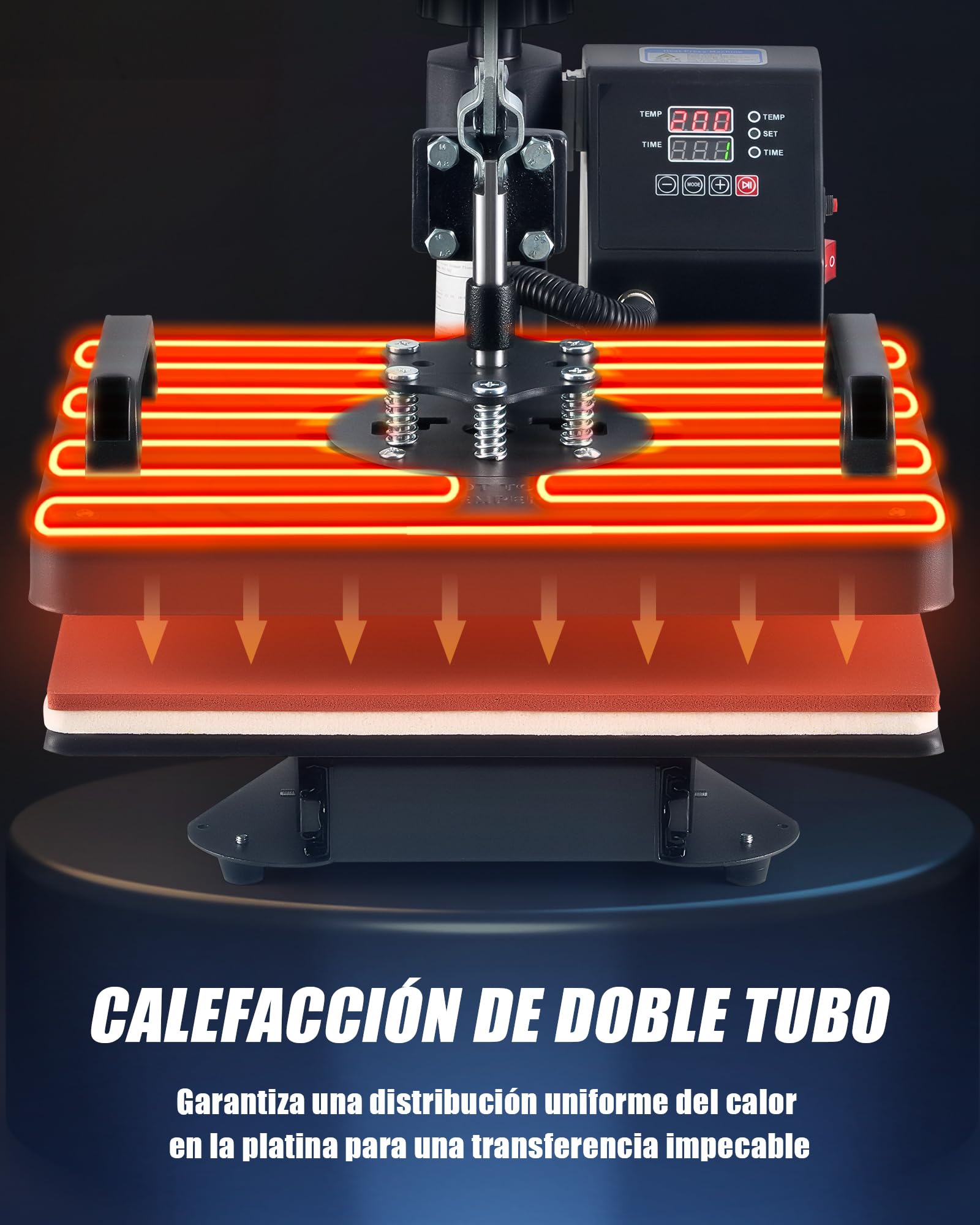 CREWORKS Prensa de Calor 38x30 cm, Maquina de Sublimacion 11 en 1 con Control Digital, Tubos de Calefacción Dual para para Camisetas, Tazas, Sombreros, Platos, Zapatos, Bolígrafo