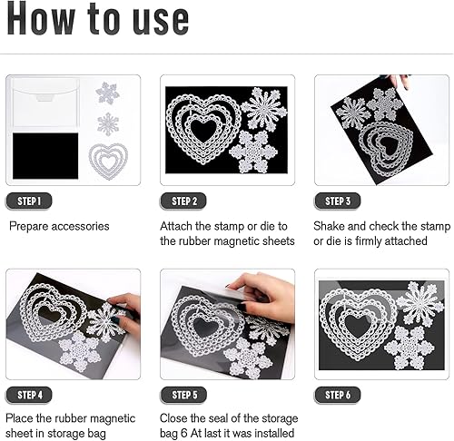 Miniatura 6 de Csyidio 52 bolsas de almacenamiento transparentes para sellos y troqueles con hojas magnéticas de goma, bolsillo de almacenamiento de plástico