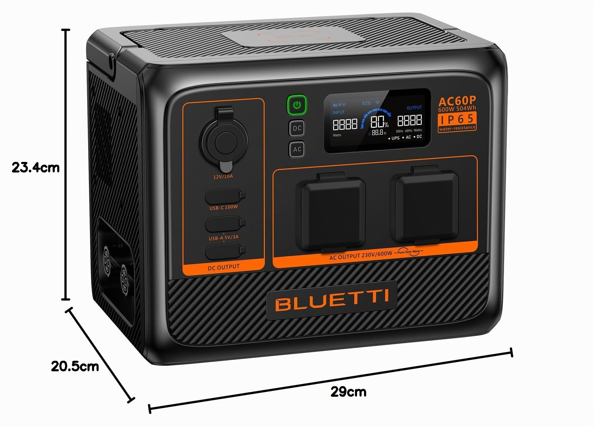 BLUETTI Power Station portatile AC60P, capacità 600 Wh, 1000 W (picco 1200 W), uscite AC, soluzione energetica compatta per viaggiare