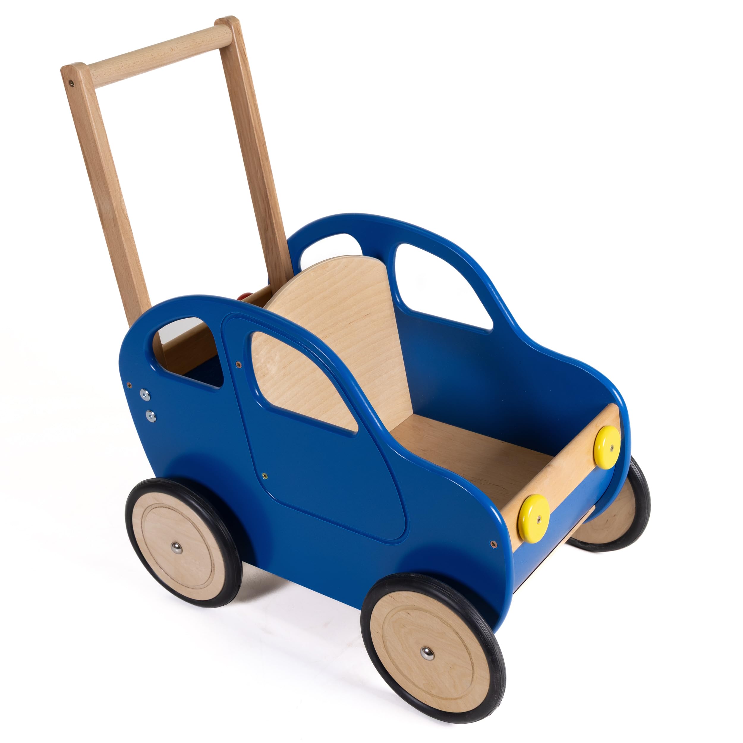 Lauflernwagen Holz Auto Baby Laufwagen Griff höhenverstellbar Farbe Auswahl (Blau)