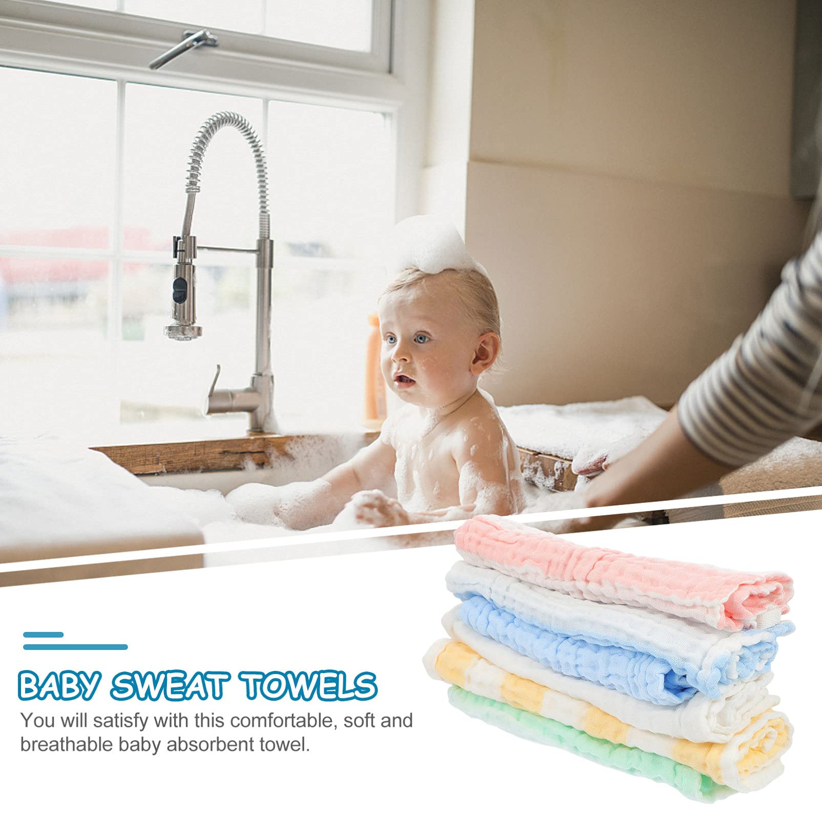 Toddmomy 12pièces Serviettes Coton Absorbantes pour Garçon Fille De Débarbouillettes Aléatoires Lingettes pour Éponge De Sueurs pour Nourrissons Et Garçon Fille