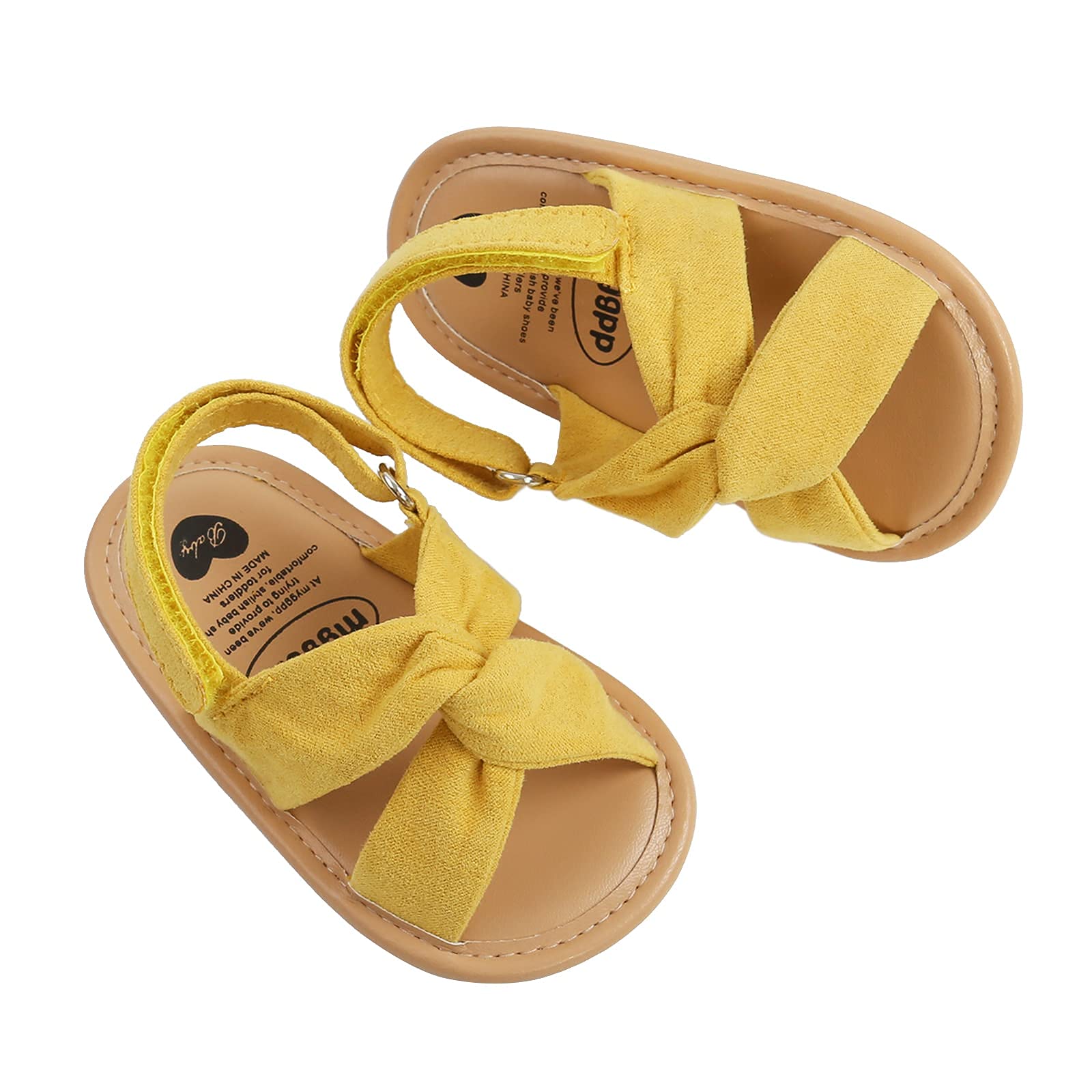 Baby Girls Sandals First Walking Shoes Premium Soft Sole Anti-Slip Infant Summer Cute Prewalker Footwear (A-Yellow,Infant 0-6 months 11cm)