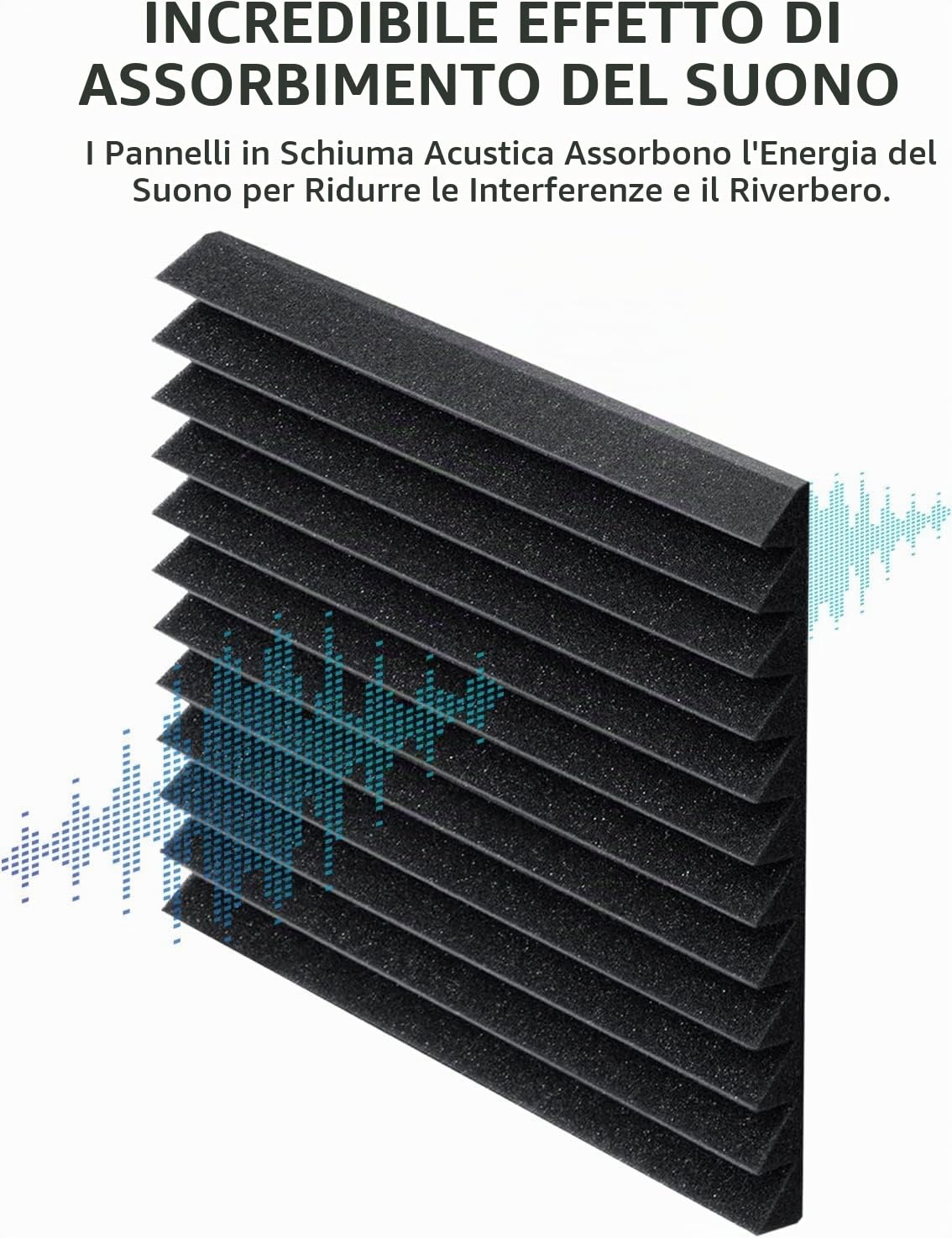 Pannelli Fonoassorbente Autoadesiva, 36 Pezzi Pannelli Insonorizzanti per Pareti, 30 X 30 X 2.5cm, Alta Densità per Podcasting, Studi di Registrazione, Uffici, Home Learning