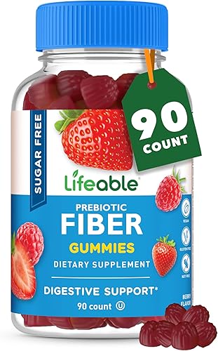 Lifeable Gomitas de fibra sin azúcar para adultos | 0.14 oz | Gomitas de suplemento de fibra de gran sabor | Apto para dieta cetogénica, sin gluten,