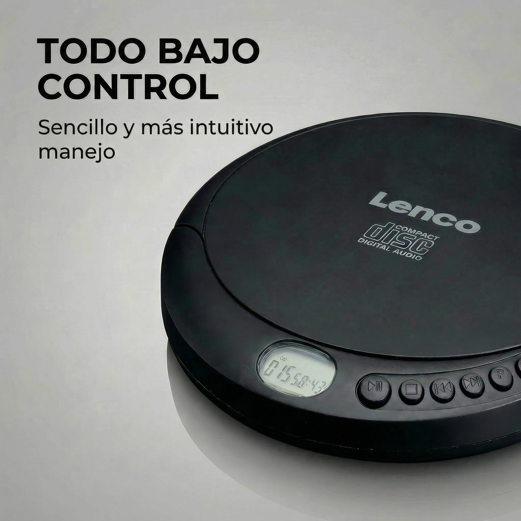 Lenco CD-010 - Reproductor de CD portátil Walkman - Diskman - CD Walkman - Con auriculares y cable de carga micro USB - Negro [Clase A de eficiencia energética]