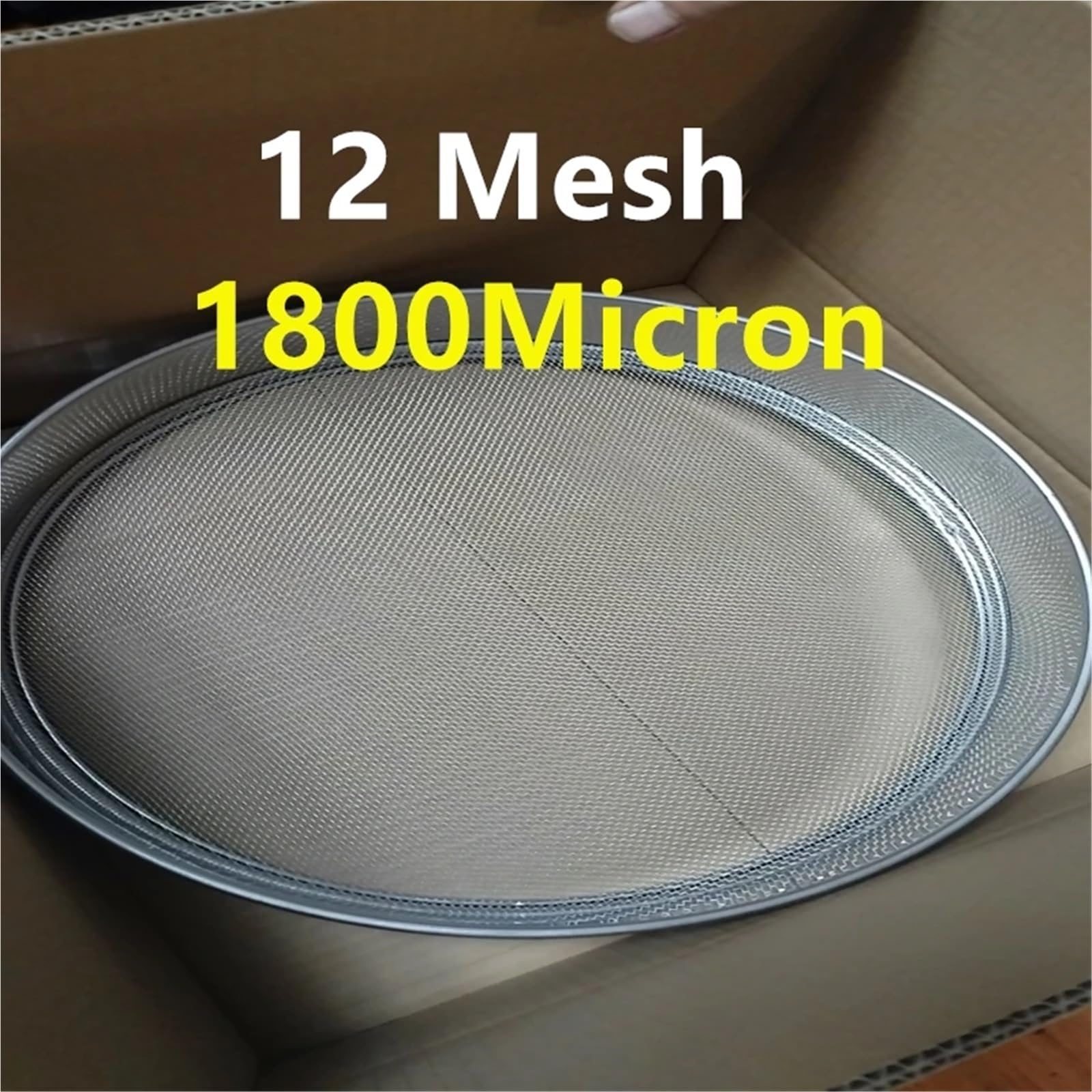 Tamiz de harina, 1 Unidad, 4-500 m, Redondo, Acero Inoxidable, for Laboratorio, con Apertura estándar, for Cocina, Filtro en Polvo, for Suelo(12 Mesh 1800micron,40cm Diameter)