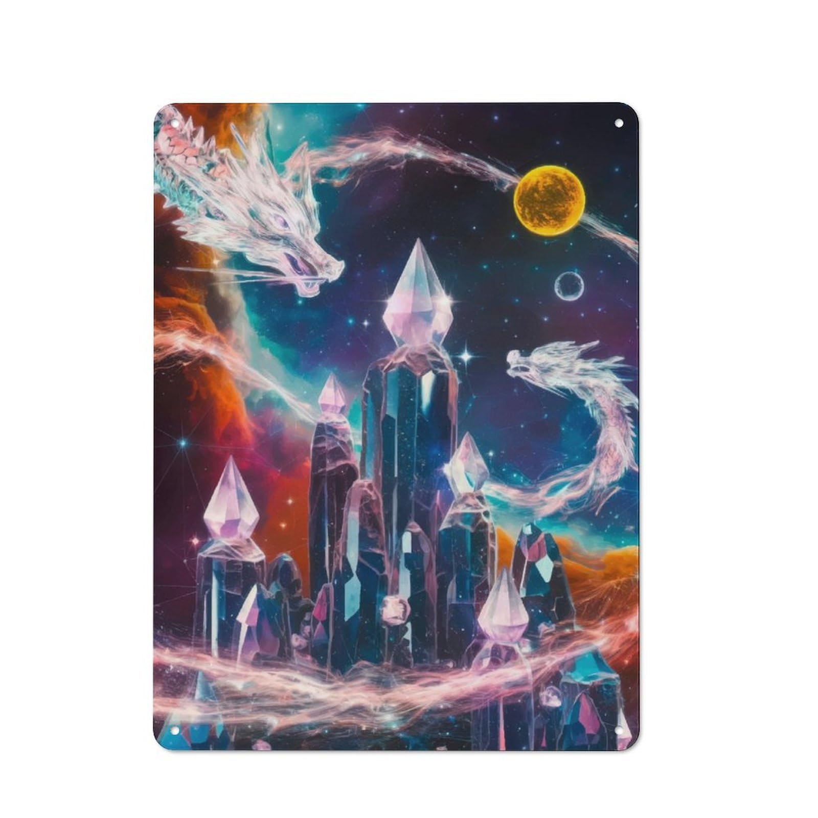 Junmoney Cosmic Dragon Crystals Shop Front Style Cafe Metal Sign 40X30cm, Bistro Wall Plaque For Tea Room, Shop Wall Or Breakfast Area