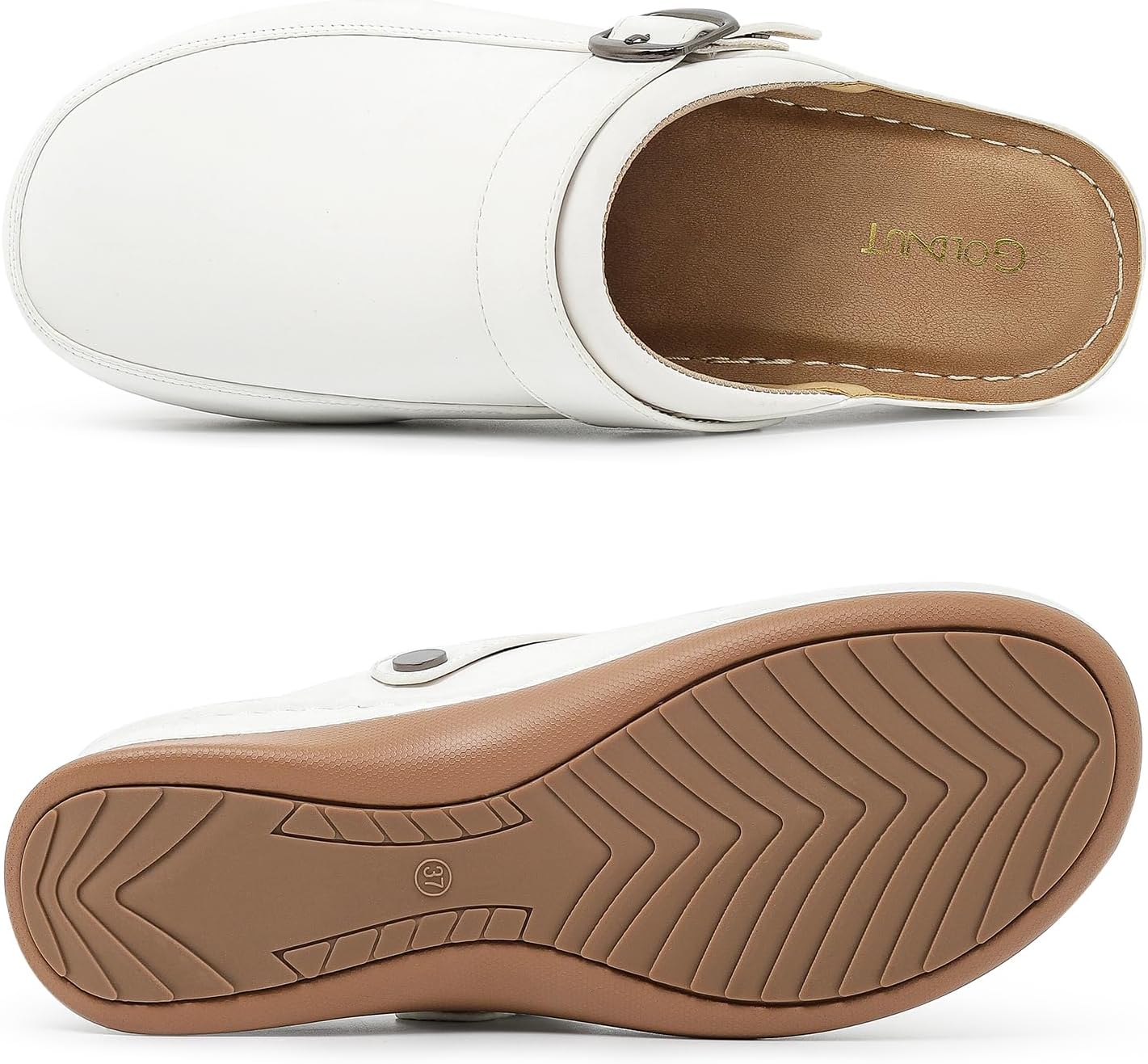 Women's Closed Toe Clogs Mules Cut Out Comfortable Mules Buckle Lined Slip On Clogs Sandals for Woman Arch Support