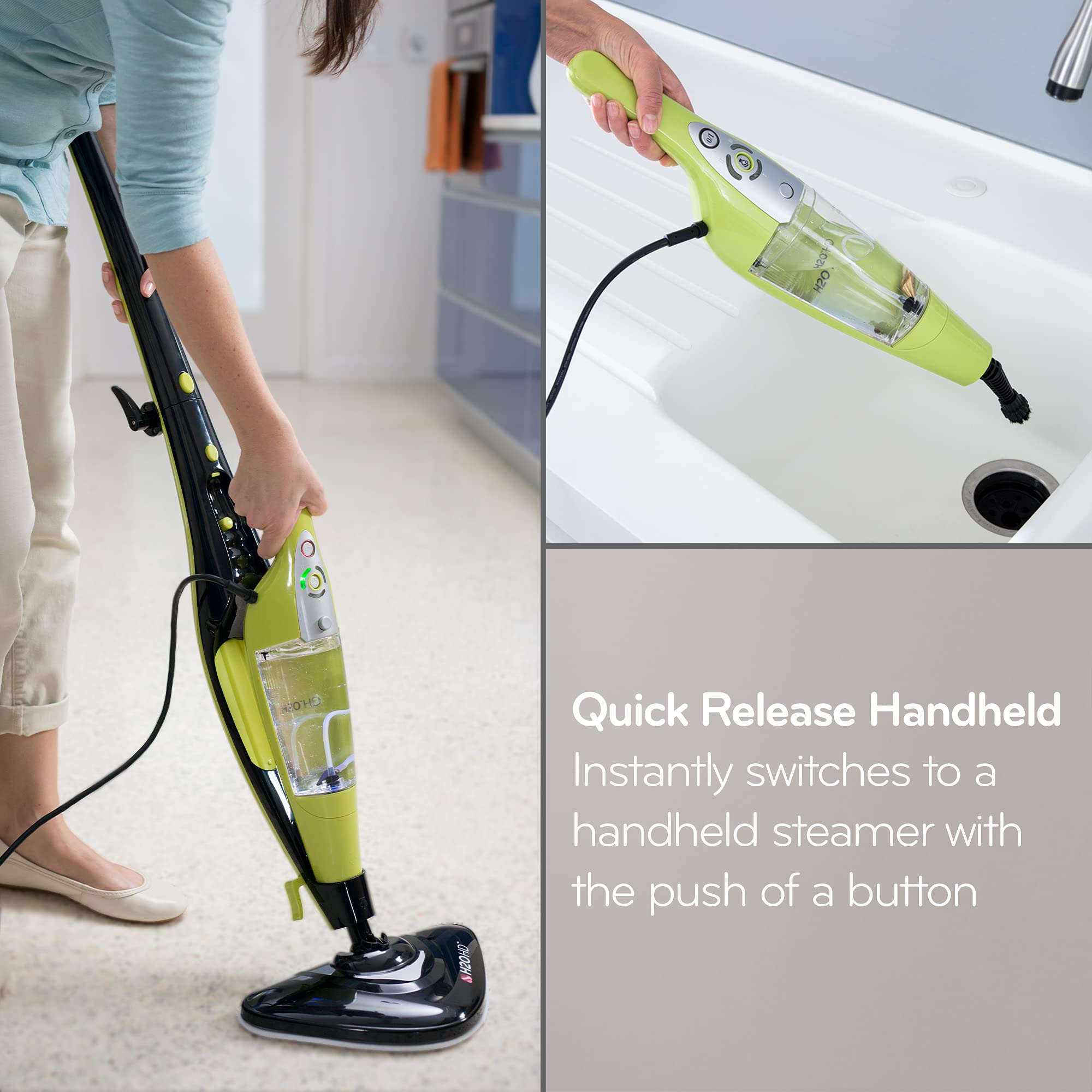 H2O HD Steam Mop and Handheld Steam Cleaner 1500w Multifunctional
