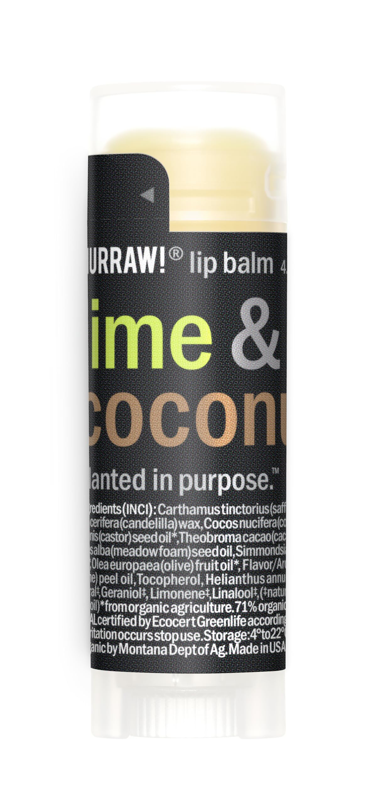 Hurraw! Lime & Coconut Combo Lip Balm: Organic, Certified Vegan, Cruelty and Gluten Free. Non-GMO, 100% Natural Ingredients. Bee, Shea, Soy and Palm Free. Made in USA