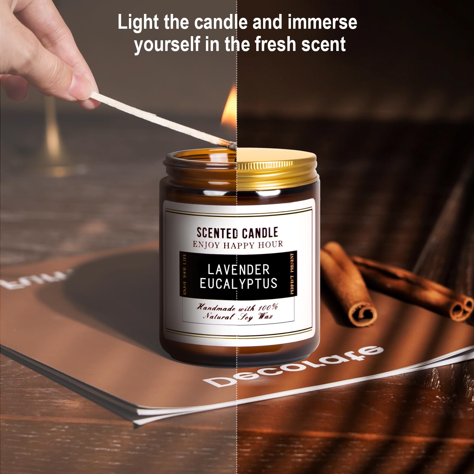Vela perfumada prémium (M-4 piezas, eucalipto y lavanda/té verde y bergamota ocímum/hierba de limón/pastel de vainilla)