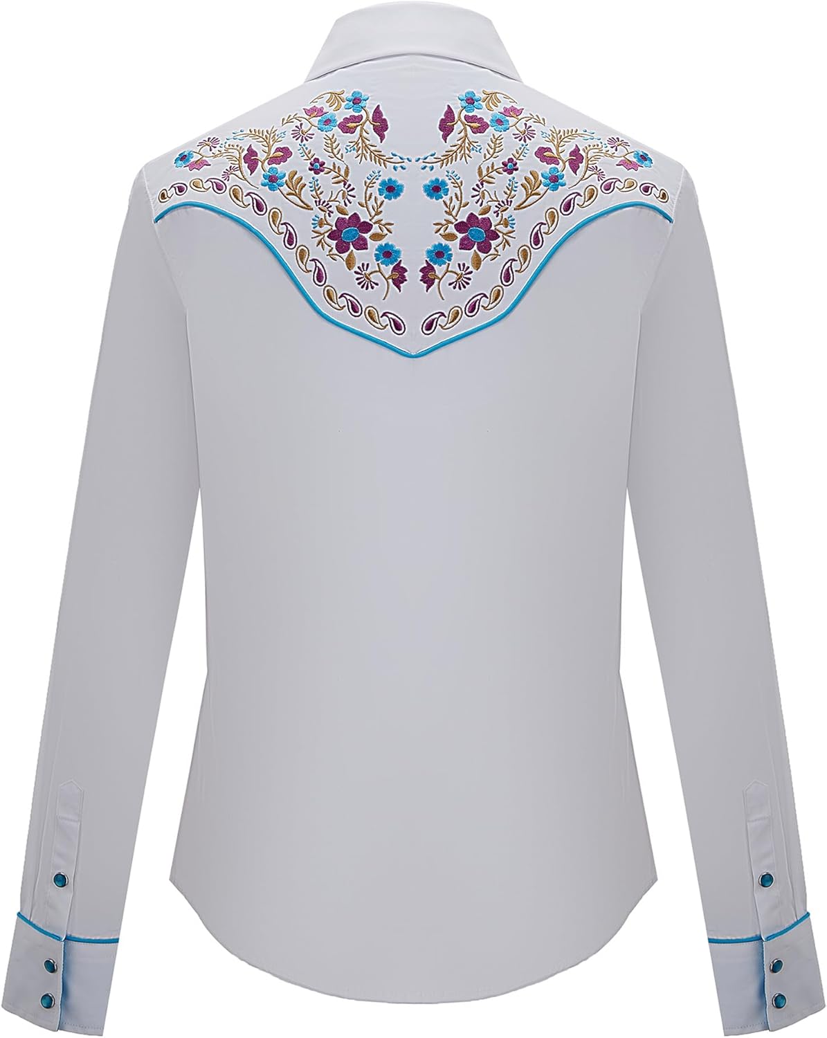 SALVAJE OESTE Women's Embroidered Western Cowgirl Slim Fit Shirt Long Sleeve Snap Button Down Shirt with Embroidery - Image 5