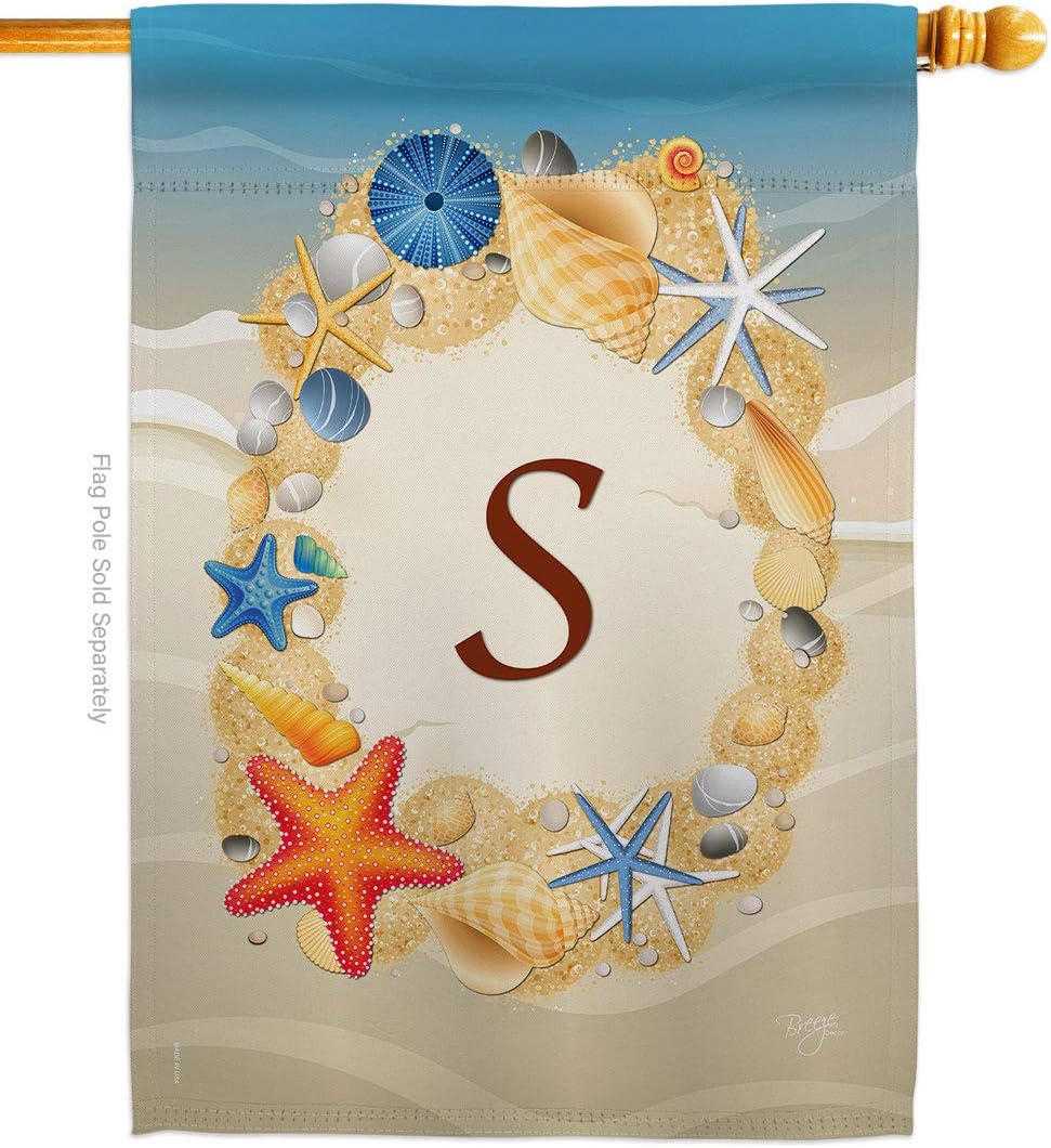 Breeze Decor BN-H-130175-IP Summer S Initial Garden Flag, 28" x 40", Multicolor