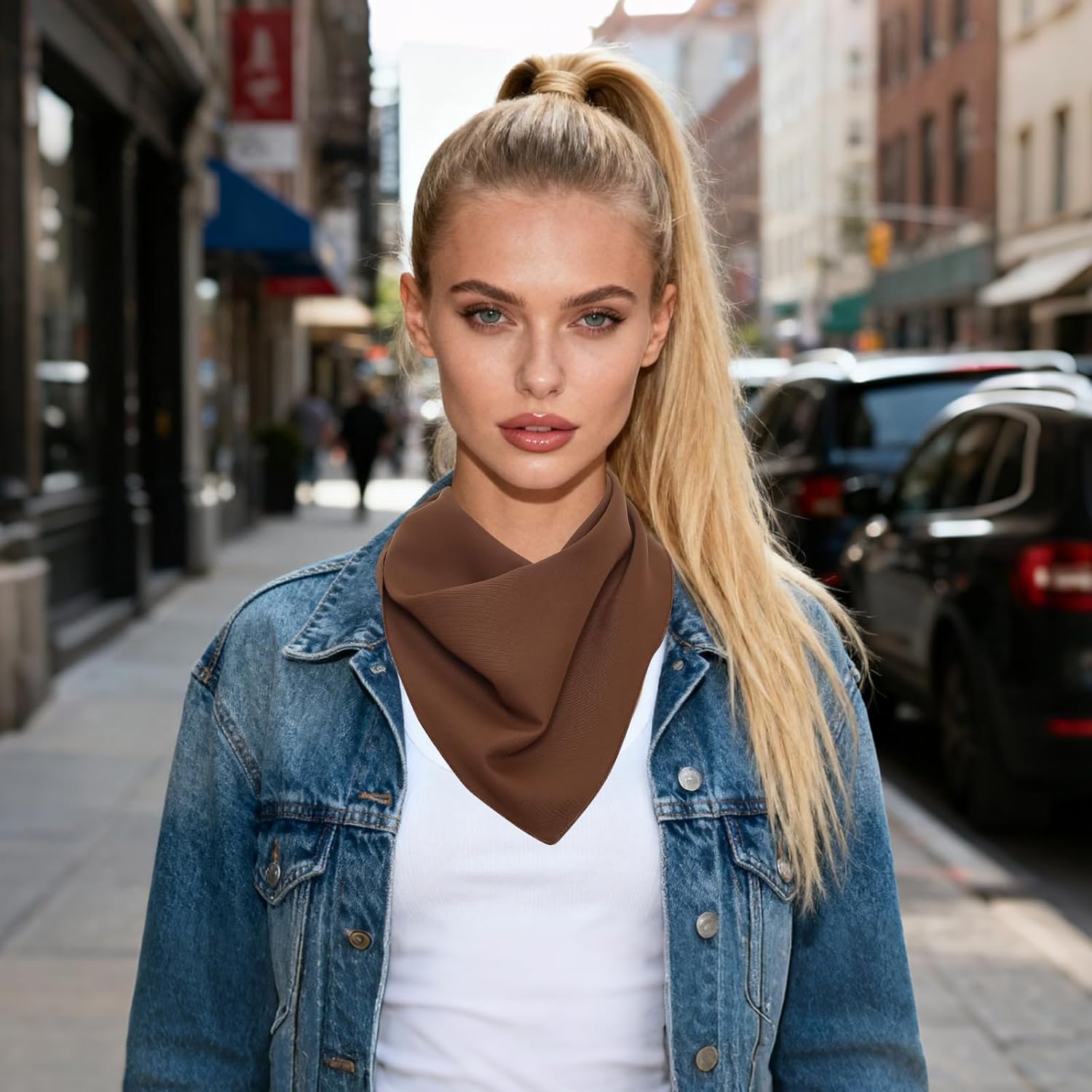 3 Pieces Headscarf Set Satin Triangle Headscarf Solid-Color Bandana for Women Boho Wrap Headband Hair Scarf - Image 7