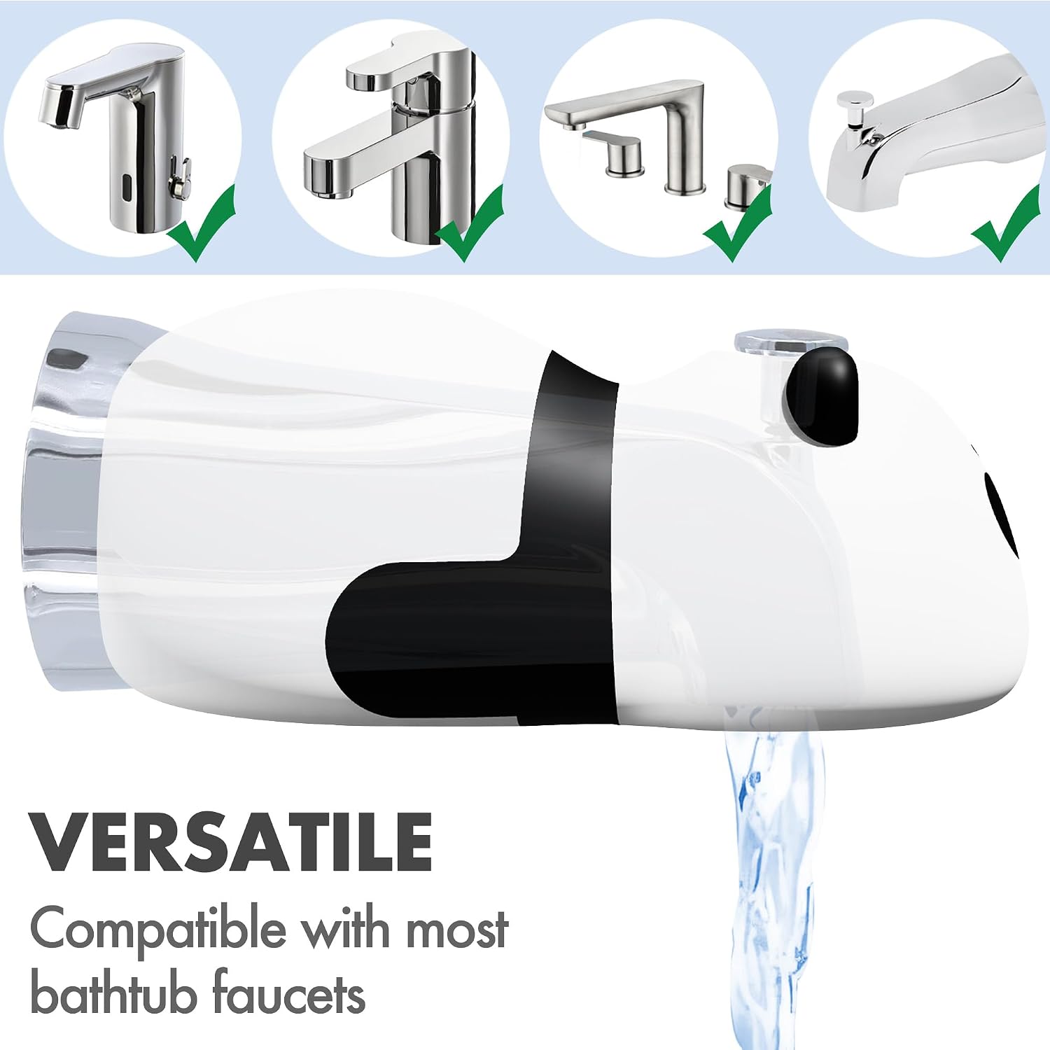 Baby Bathtub Faucet Cover, Bathtub Spout Cover Safety Guard for Kids, Shower Protector Toddler Bathroom Accessories Universal Fit, Cute and Soft Panda Faucet Covers for Bath Fun
