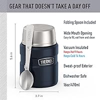 Vista 80 de THERMOS Stainless King Tarro de alimentos aislado al vacío con cuchara, 16 onzas, verde militar