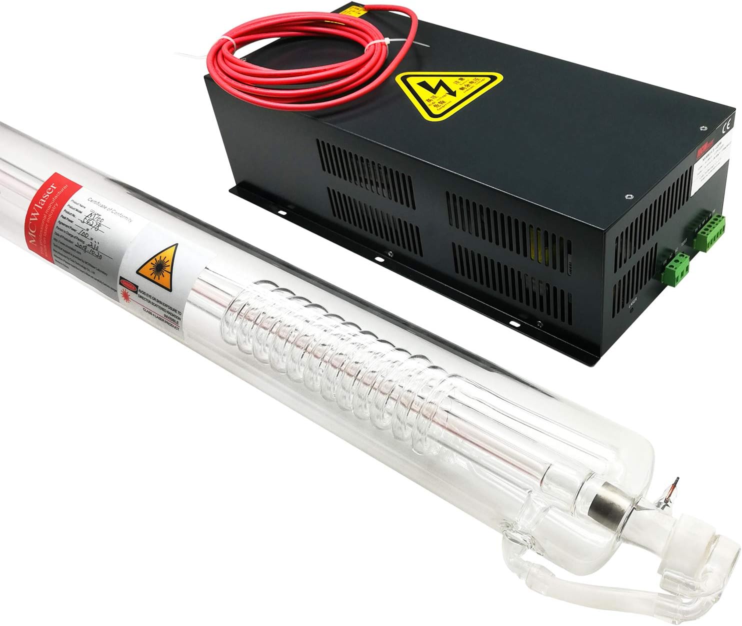 80W(max 100W) Co2 Laser Tube(1250mm) Industry Grade + 80W Power Supply Engraver Cutter New Black