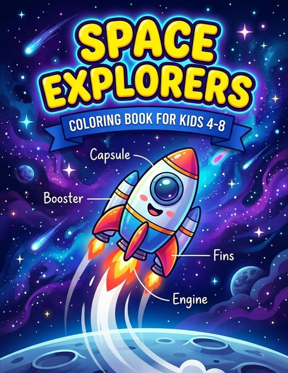 Space Explorers Coloring Book for Kids: Rockets, Spaceships & Space Travel Adventures: 30 Fun Coloring Pages About Rockets and Spacecraft for Children Ages 4-8