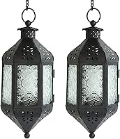 Vista 23 de Vela Lanterns Farol lámpara portavelas decorativo marroquí colgante de 11.5 pulgadas, portavelas de té para interiores y exteriores, para patio