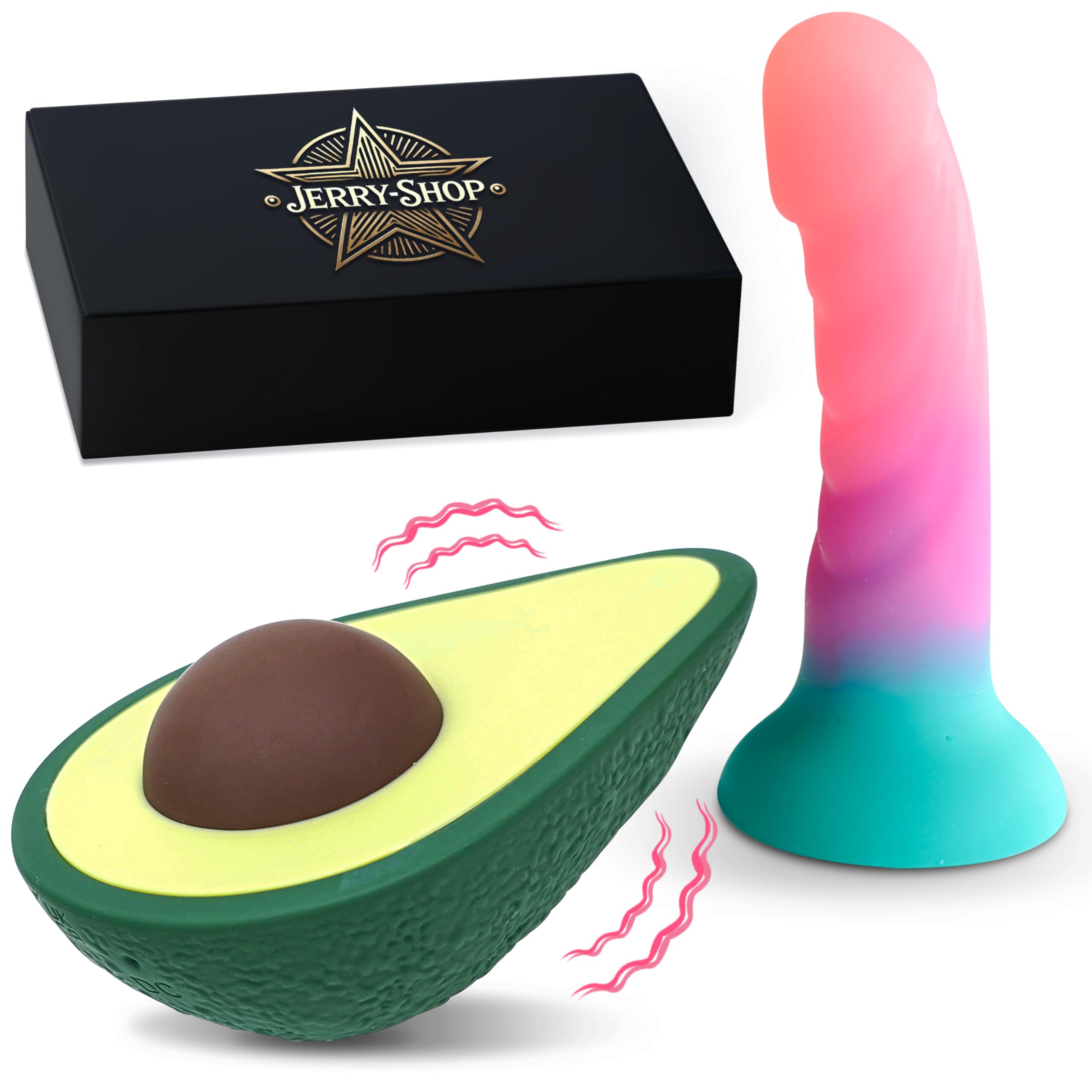 JERRYSHOP Kit Juguetes Eróticos para Parejas Sexuales, Vibrador, Consolador | JERRY-SHOP Kit Juguetes Sexo Mujer con Vibrador y Consolador Con Ventosa. Diseño Premium, Elegante, Discreto y Versátil.